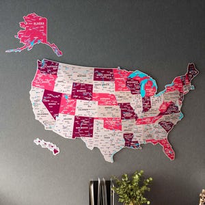 Carte des États-Unis, art mural en métal, carte de voyage des États-Unis, décoration de bureau à domicile des États-Unis, cadeau de pendaison de crémaillère unique