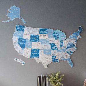 Mapa de Estados Unidos Arte de pared de metal Mapa de viaje de EE. UU. Decoración de apartamento Regalo del quinto aniversario
