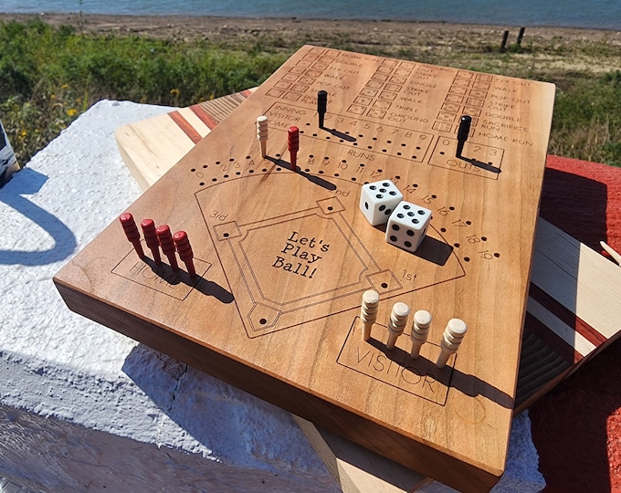Personalized Wood Baseball Dice Game, Family Fun Night