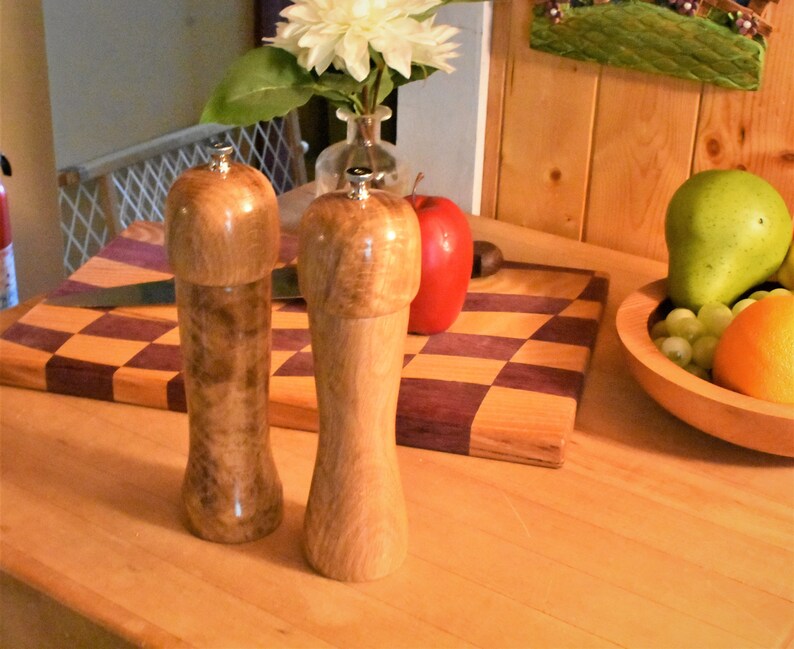Salt & Pepper Mill Set White Oak Crotch Burl Kitchen Etsy