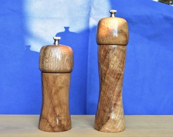 xSalt & Pepper Mill Set - White Oak Crotch Burl - Kitchen Utensils - Handmade - Unique Wedding Gift - Christmas Gift