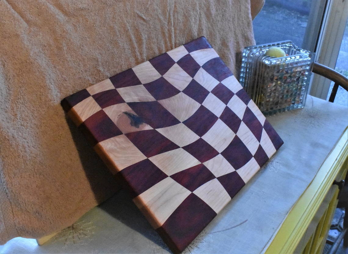 Exotic Hardwood Drunken Cutting Board Padauk Maple Kitchen Utensils Handmade Etsy