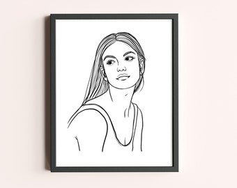 Custom Line Drawing, custom digital portrait, custom illustration, drawing from photo, minimalist portrait, outline drawing