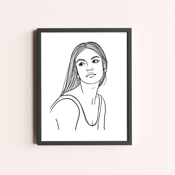 Custom Line Drawing, custom digital portrait, custom illustration, drawing from photo, minimalist portrait, outline drawing