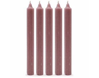 Rustic Dusty Pink Solid Colour Dinner Candles - Pack of 5