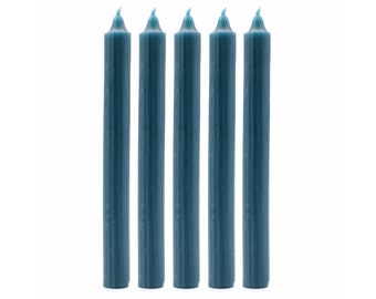 Rustic Teal Solid Colour Dinner Candles - Pack of 5