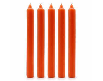 Rustic Orange Solid Colour Dinner Candles - Pack of 5