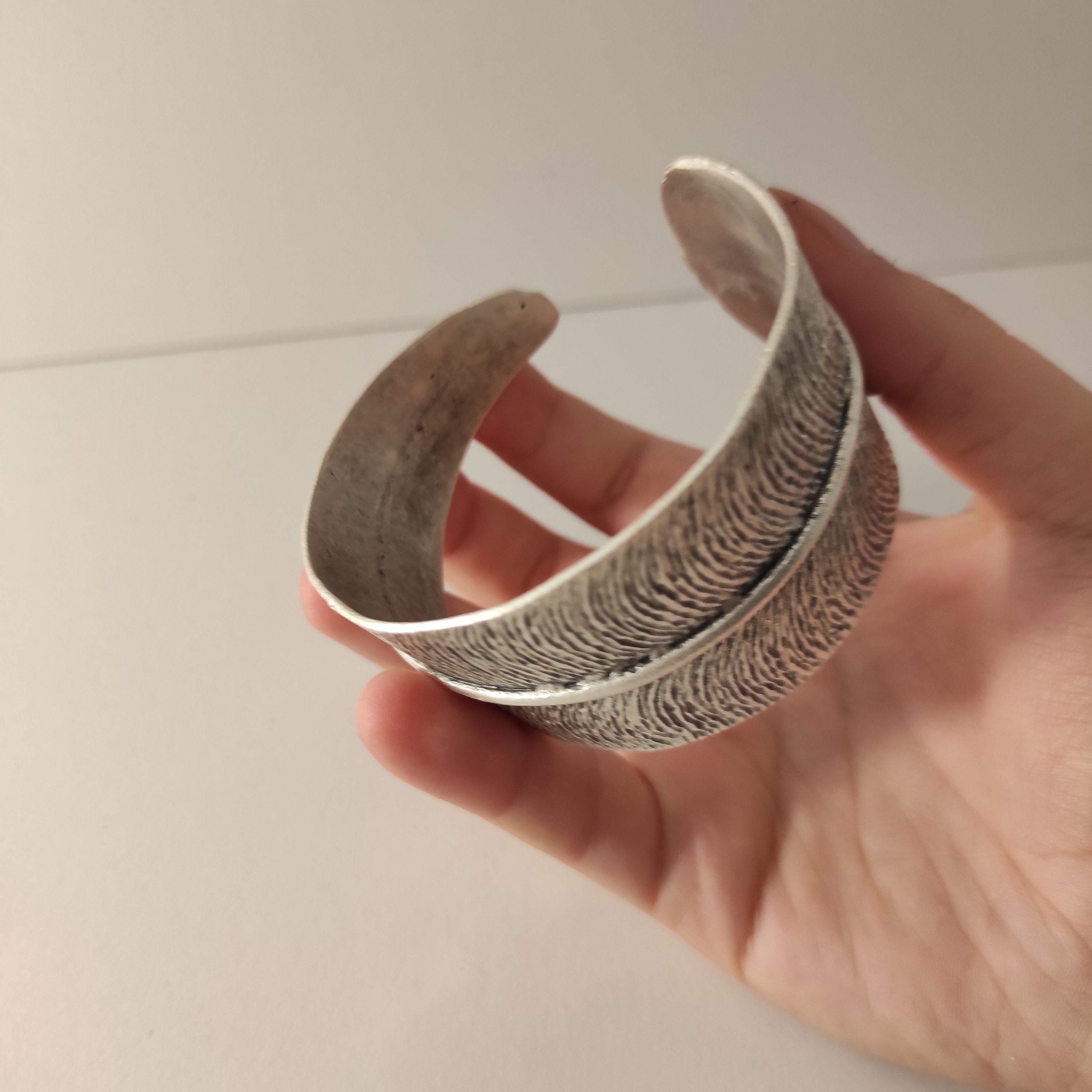 KUZZOÍ Armband Herren Armreif Emaille Offen Basic 925 Silber