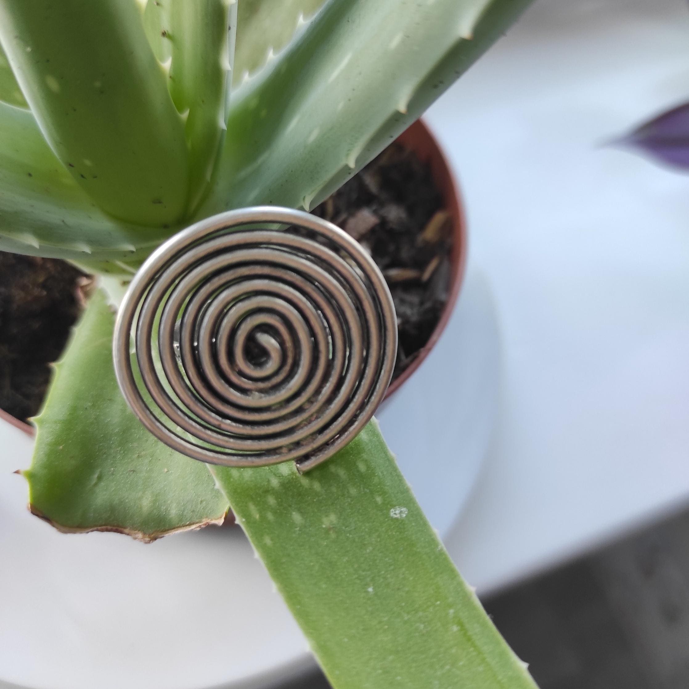 Gold Spiral Ring, Silver Circles Ring, Round Bohemian Round and Curve Rings, Extraordinary Art Designed Jewelry, Minimalist, Mother's Gift