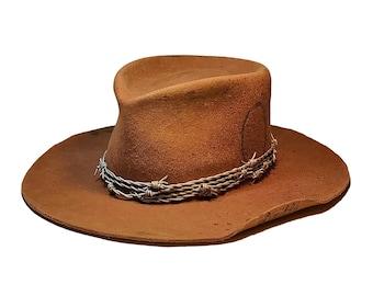 Custom distressed western fedora hat | Lucille