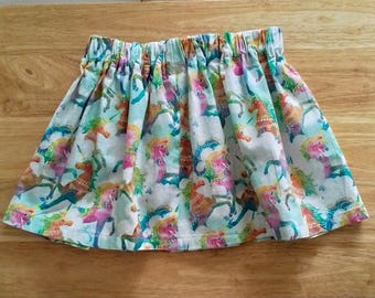 Pretty Unicorns Skirt, to fit 2 Yr old, Elasticated waistband