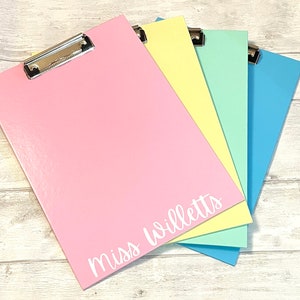 Personalised A4 Clip Board | Teacher | Student | Observation | Pink Blue Green Yellow Pastel | Notes | Gift | Stationery | Nurse