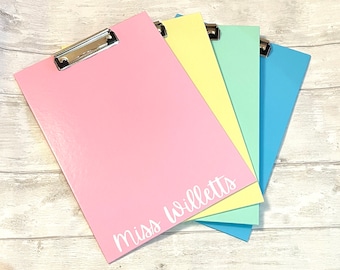 Personalised A4 Clip Board | Teacher | Student | Observation | Pink Blue Green Yellow Pastel | Notes | Gift | Stationery | Nurse