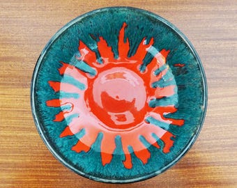 A Vintage 60's Wall Plate, West German Pottery, Fat Lava Wall Art
