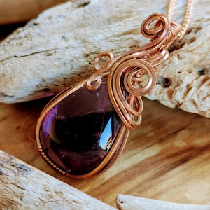 Amethyst & Copper Necklace, Crystal Necklace, Natural Gemstone, Amethyst Jewellery, February Birthstone, Pisces, Amethyst, Amethyst Necklace