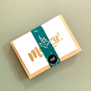 Cartoline di Natale 10pk con buste dorate / 10x Biglietti allegri e luminosi / Australian Made / Carta riciclata / Inchiostro oro metallico