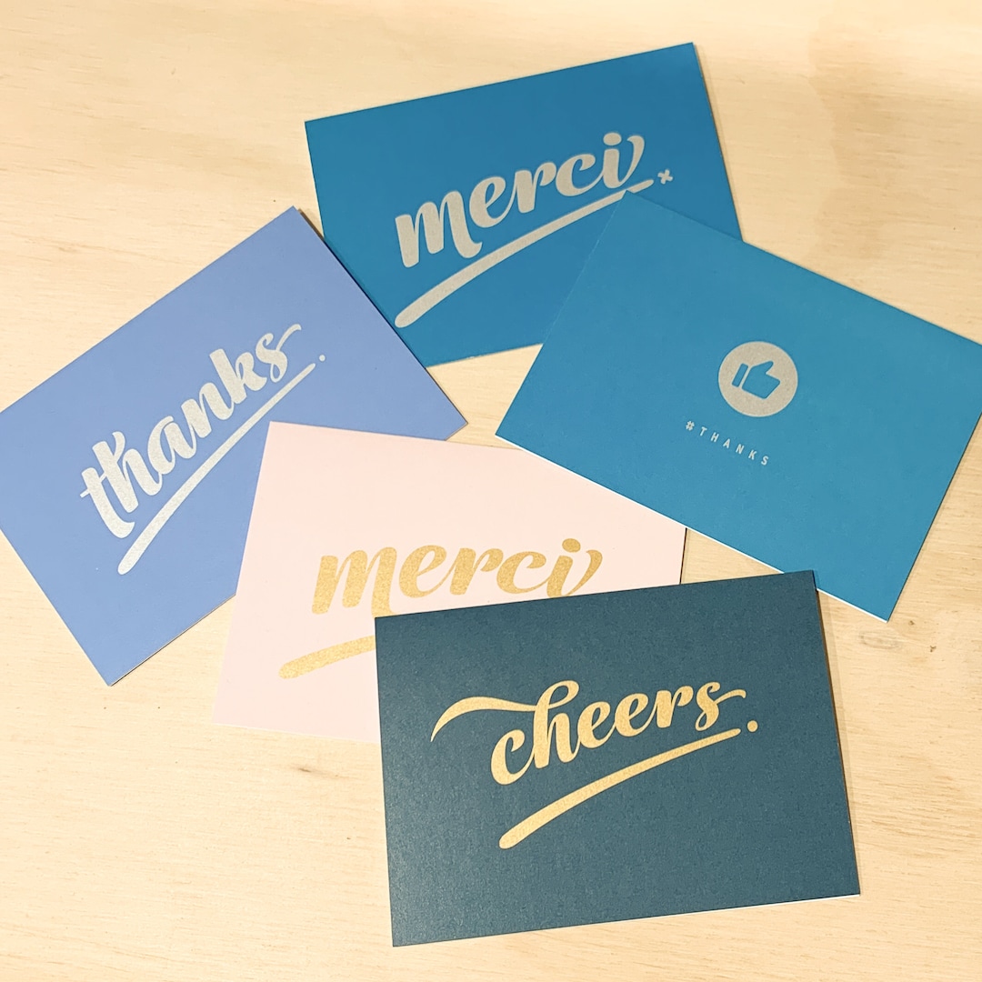 Thank You Card Bundle - 5 Beautiful Typography Thank You Cards With ...