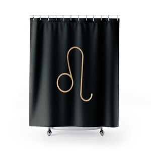 Shower Curtain Black and Gold Leo Abstract Modern