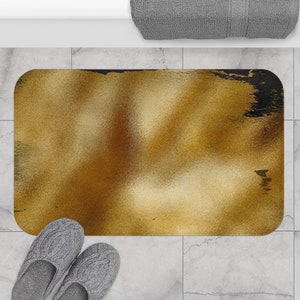 Bath Mat, Black, Gold, Abstract, Non-slip