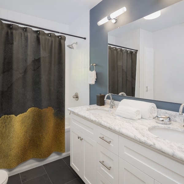 Black and Gold Shower Curtains Etsy