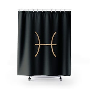 Shower Curtain Black and Gold Pisces Abstract Modern