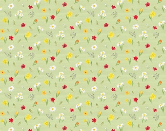 SPRING FLOWERS-GREEN Covered Bridges in Spring, By Tara Reed for Riley Blake designs