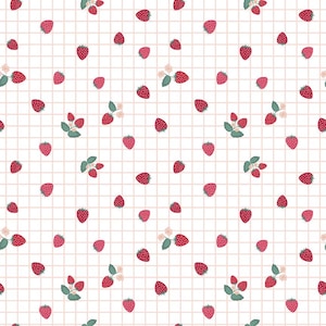 BERRY MARKET GINGHAM Berries /White,  By Beverly McCullough for Riley Blake Designs