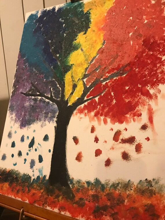 Rainbow Tree Painting - Etsy
