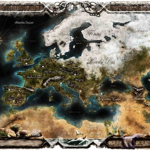 Carte décorative d'Europe an 1000