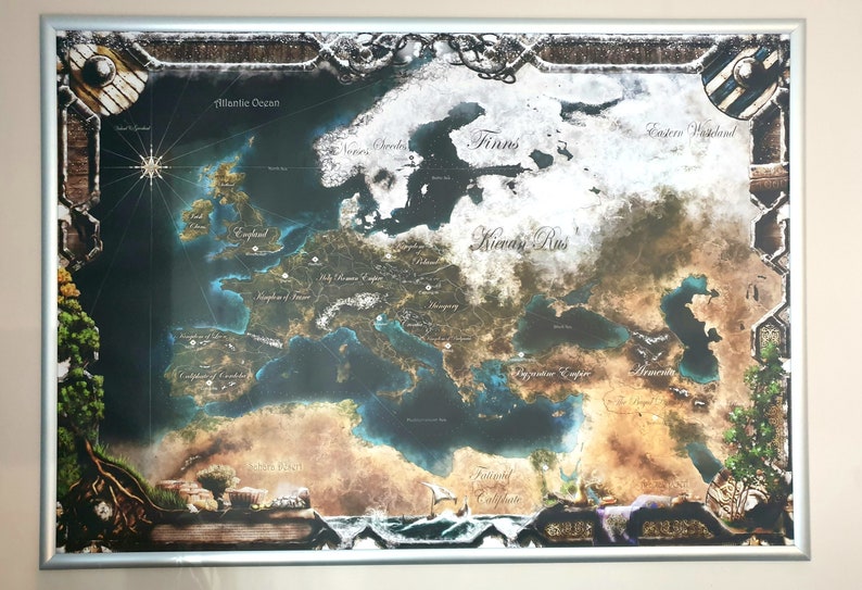 Decorative map of Europe year 1000 image 4