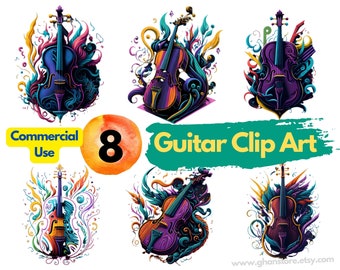 Guitar Clipart Bundle Commercial Use Digital Download Clipart Abstract Png Clip Art Guitar Png Graphic Design Download Guitar POD Images PNG