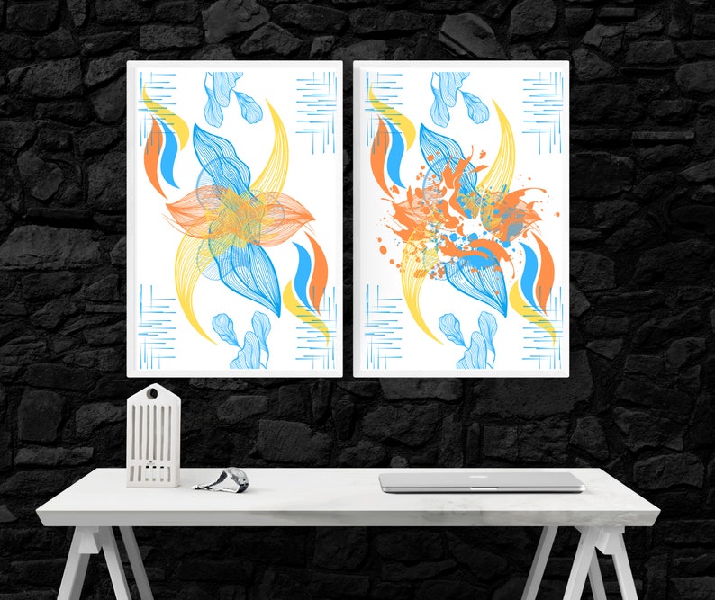 Printable Wall Art Abstract Printable Art Set of 2 Prints Living Room Wall Decor Digital Download, Home Decor, Colorful Wall Art image 5