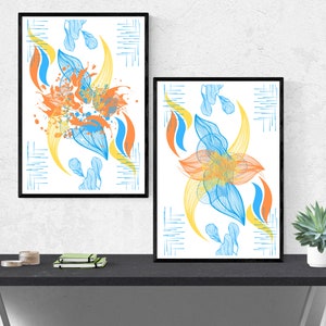 Printable Wall Art Abstract Printable Art Set of 2 Prints Living Room Wall Decor Digital Download, Home Decor, Colorful Wall Art image 3