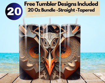Owl Tumbler Wrap Sublimation 20 Free Tumbler Wrap Bundle Commercial Use Owl 20oz Skinny Tumbler Straight Owl 20oz Skinny Tumbler Wrap Design