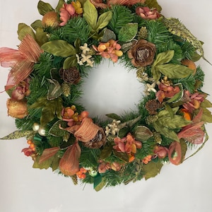 Luxury Antique style orange and gold Christmas wreath