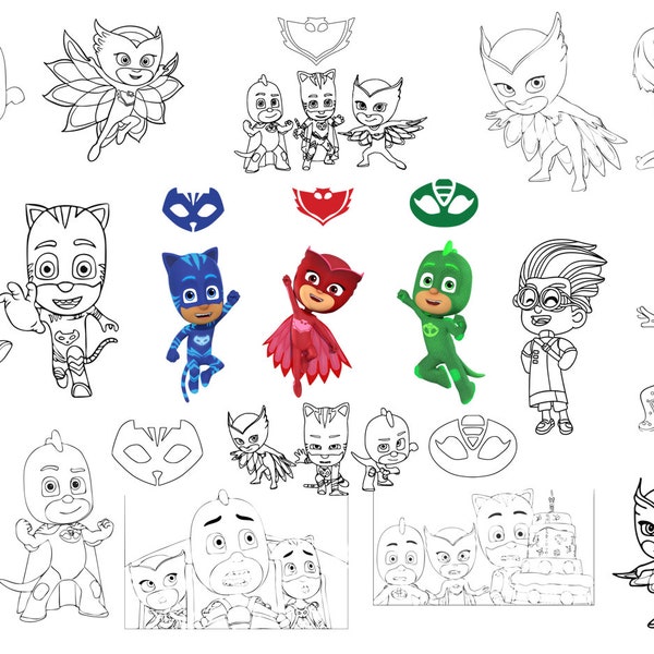 Pj Masks Svg, Png, Eps, Pdf, Dxf, Cricut file, Cut file, Printable file, silhouette, Vector, Clipart, Catboy, Gekko, Owlette, Luna Girl mask