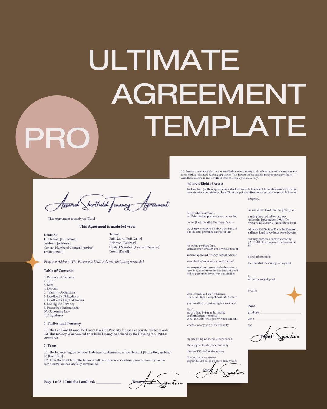 Assured Shorthold Tenancy Agreement Template | Editable AST Contract ...