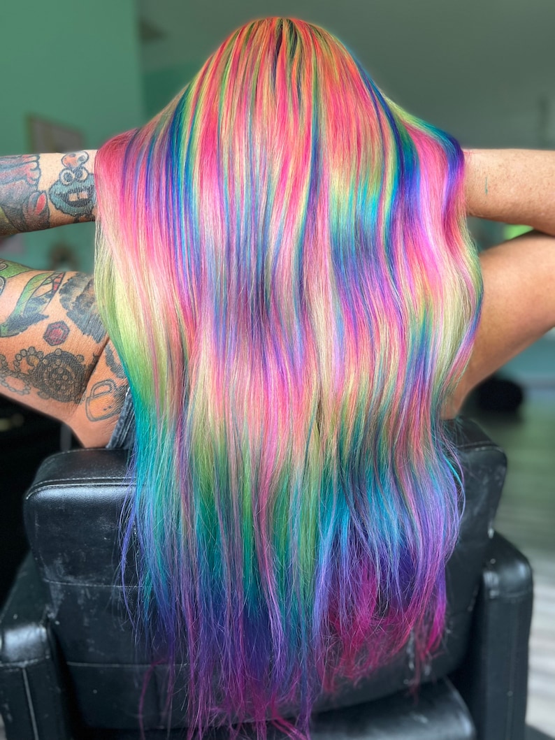 Custom Colored Human Hair Rainbow Hair Prism Hair Pastel Hair Etsy