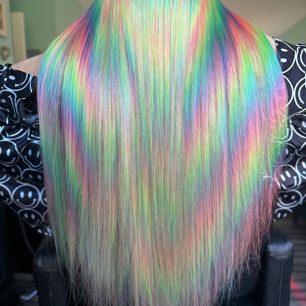 Rainbow human hair wigs