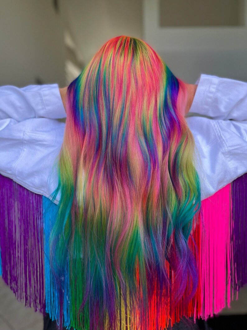 Custom Colored Human Hair Rainbow Hair Prism Hair Pastel Hair Etsy