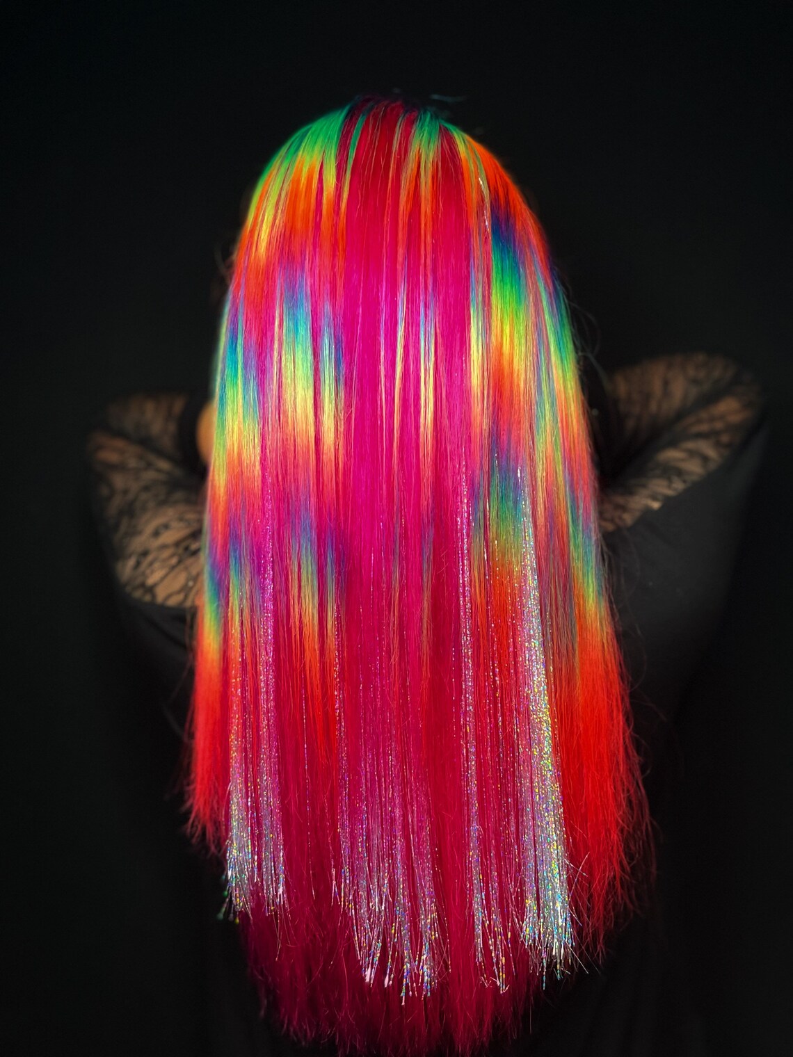 Rainbow Prism Human Hair Wigs Holographic Rainbowhair Prism Etsy