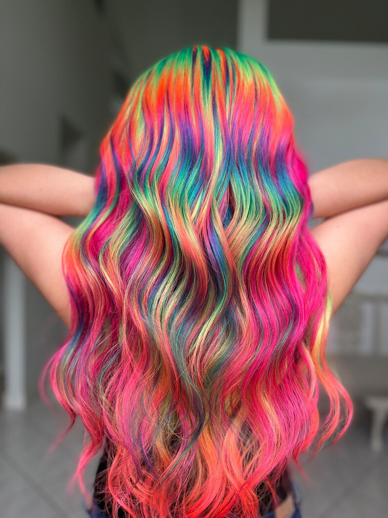Custom Colored Human Hair Rainbow Hair Prism Hair Pastel Hair Etsy