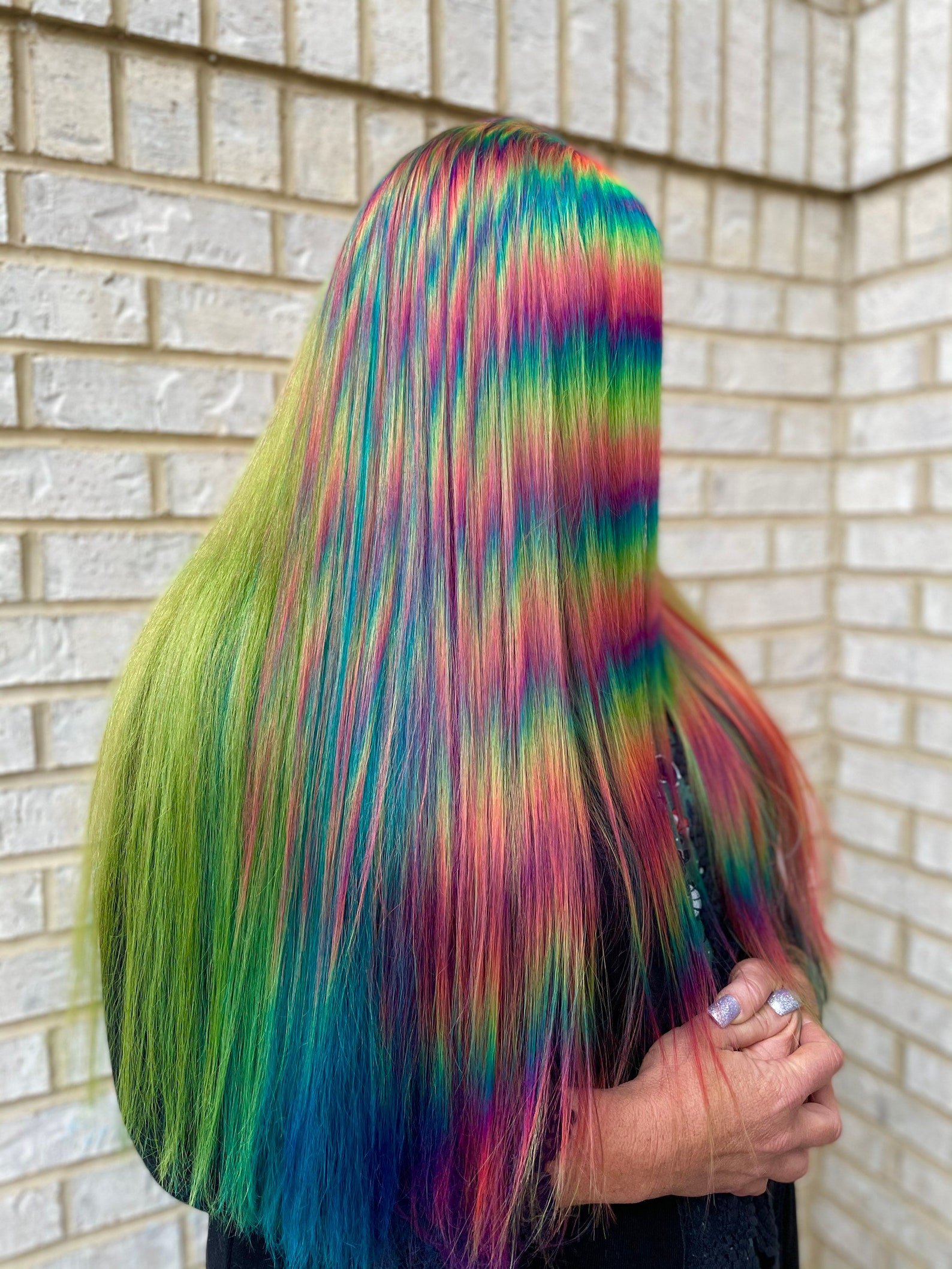 Rainbow Prism Human Hair Wigs Holographic Rainbowhair Prism Etsy