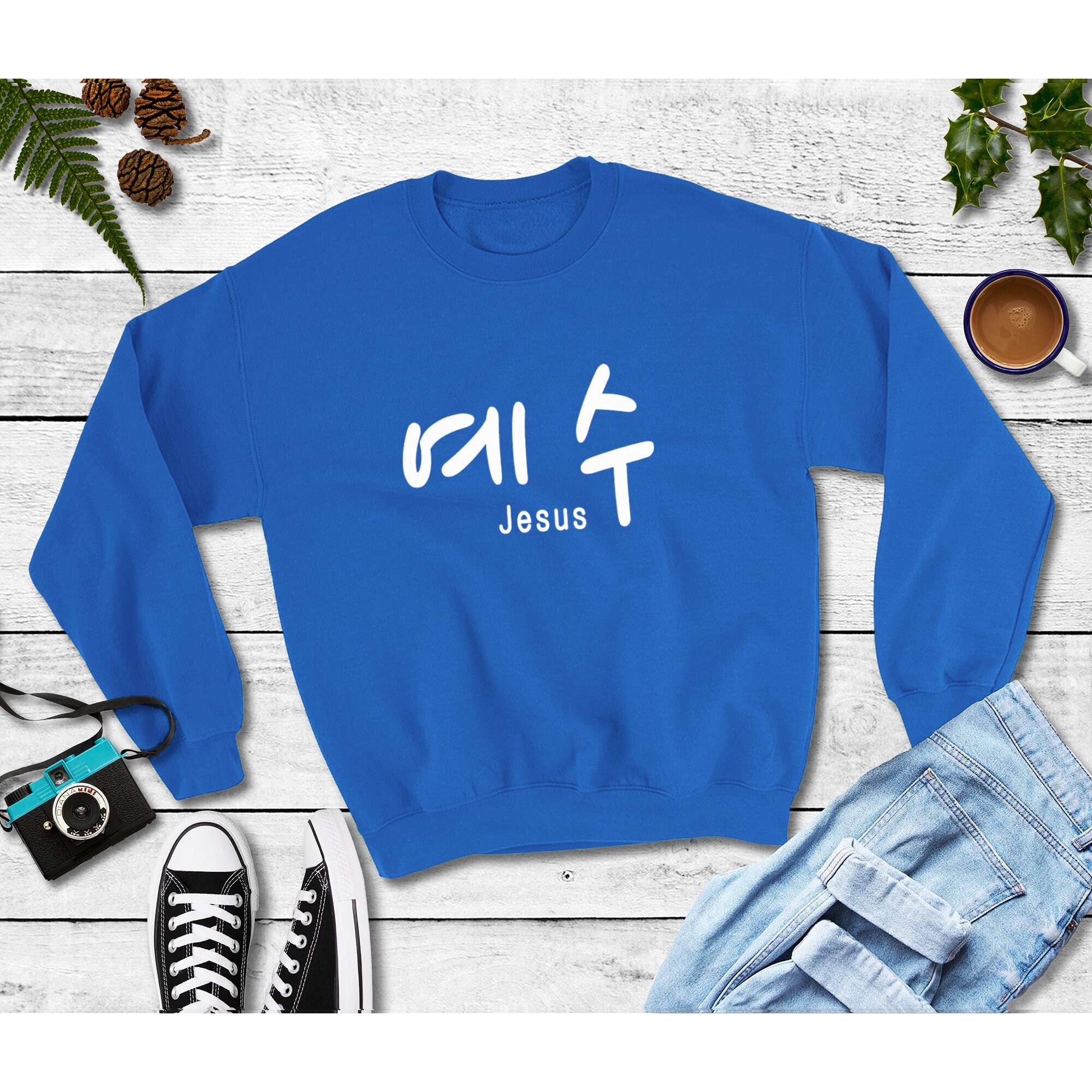 [ STIGMA ]★24FW★韓国人気★Jesus Oversized Crewneck Jesus in Korean Unisex Heavy Blend Crewneck Sweatshirt