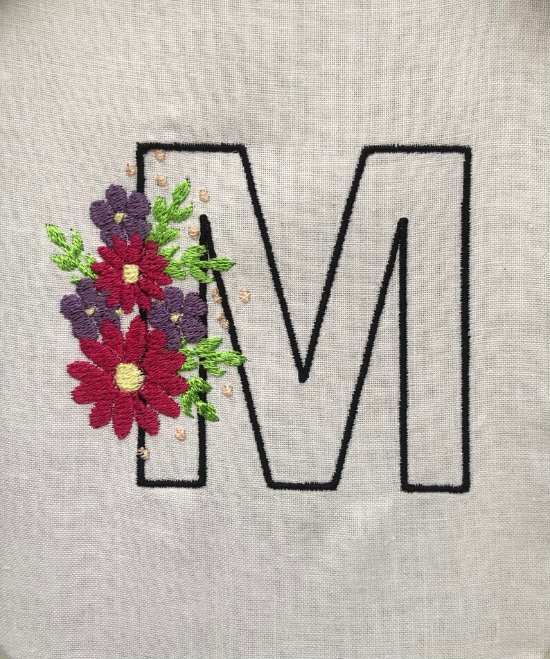 Floral Letter M Embroidery Design. Floral Alphabet Machine Etsy Australia