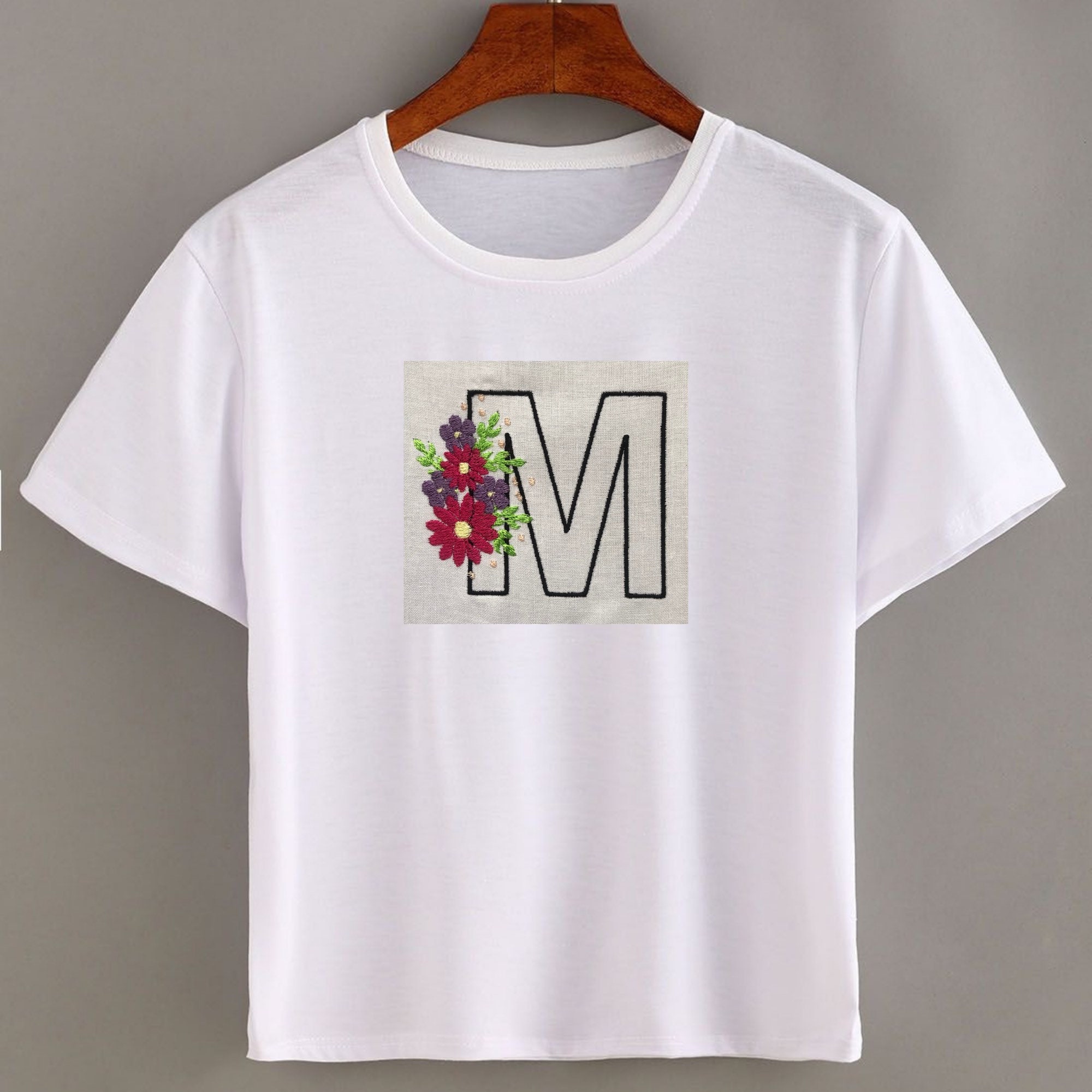 Floral Letter M Embroidery Design. Floral Alphabet Machine | Etsy Australia
