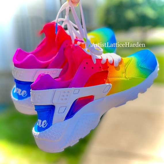 Custom Rainbow Painted Nike Huaraches