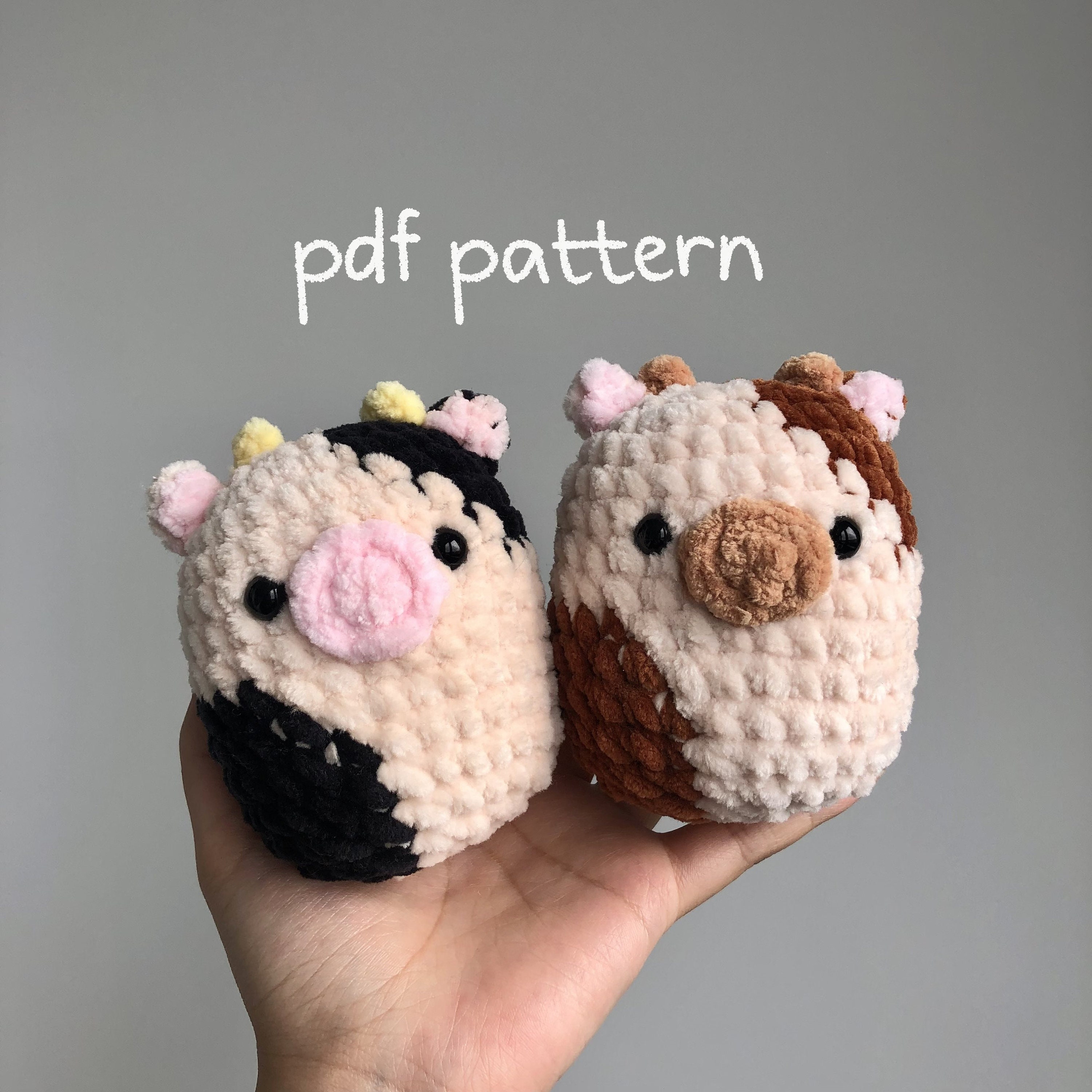 Squishmallow Cow Inspired Crochet Plushie PDF Pattern Etsy UK
