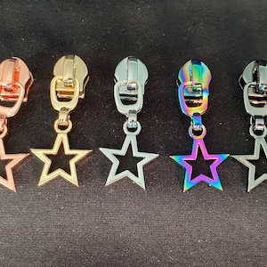 Zipper &quot;Small Star&quot;, wide / slider for wide endless zippers with plastic bead / pendant / puller