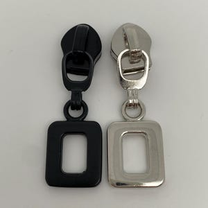 Zipper "Square", wide / slider for wide endless zippers with plastic bead / pendant / puller